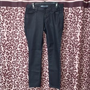 Navy blue coated skinny jeans